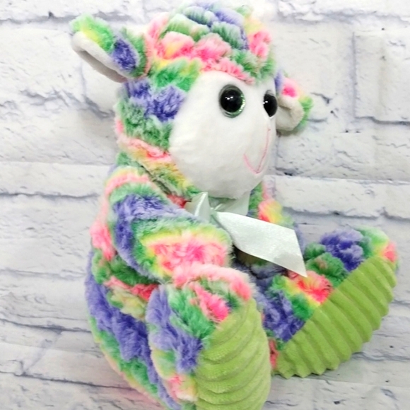 🔵BOGO FREE🔵 Rainbow Color Stuffed Animal Plush Bear? Easter Toy Holiday - Picture 4 of 5